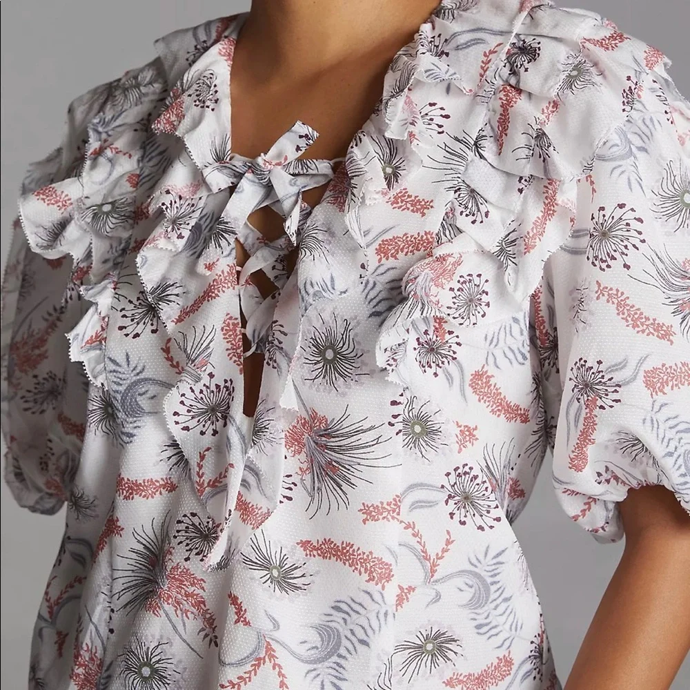 Magali Pascal Anthropologie Wildflower Ruffled Blouse Large